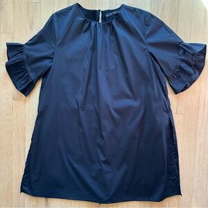 Zara Basic - Black Cotton Blend Dress/Tunic with Built-In Shorts